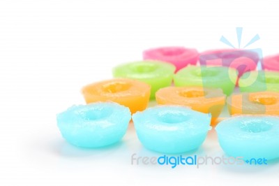 Multiple Flower Scented Thai Sweet On White Floor Stock Photo