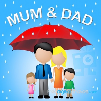 Mum Dad Shows Fathers Day And Children Stock Image