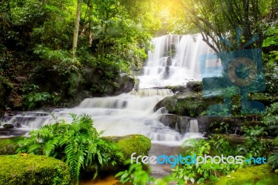 Mun Dang Waterfall In Deep Forest Fresh Rain Season Thailand Stock Photo