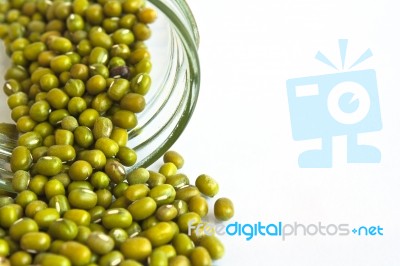 Mung Bean In A Bottle Stock Photo