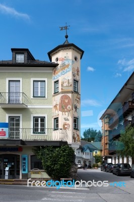 Mural On A Building In St. Gilgen Stock Photo