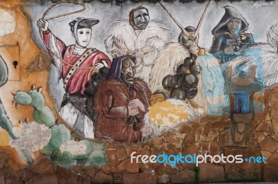 Mural On A Wall In Cannigione Sardinia Stock Photo