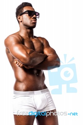 Muscular African Man Posing With Confidence Stock Photo