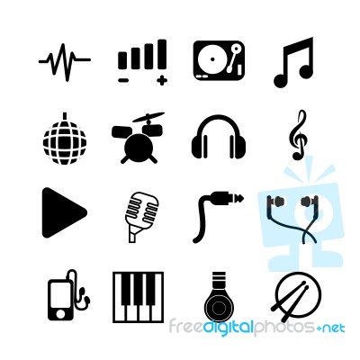 Music And Sound Icon Set On White Background Stock Image