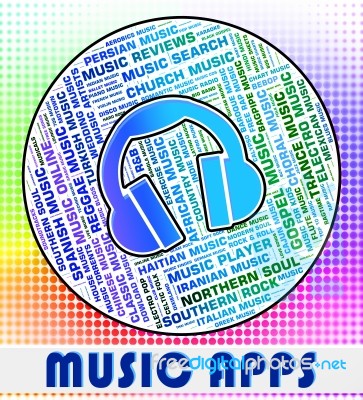 Music Apps Means Sound Track And Applications Stock Image