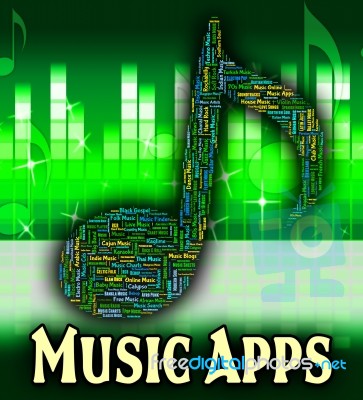 Music Apps Shows Sound Tracks And Acoustic Stock Image