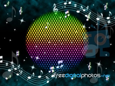 Music Ball Background Means Rainbow And Singers 
 Stock Image