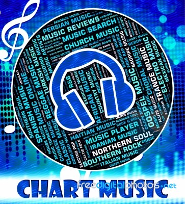 Music Charts Represents Top Twenty And Harmonies Stock Image