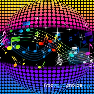 Music Disco Ball Background Shows Colorful Musical And Clubbing
… Stock Image