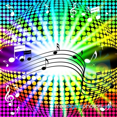 Music Disco Ball Background Shows Songs Dancing And Beams
 Stock Image