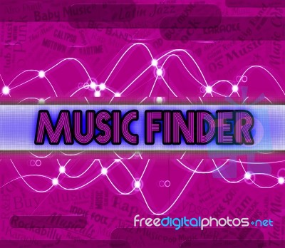 Music Finder Means Search Out And Audio Stock Image