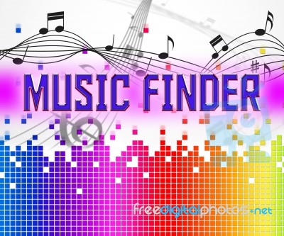 Music Finder Shows Sound Tracks And Audio Stock Image