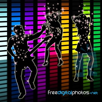 Music Guitarist Shows Dance Sound And Rock Stock Image