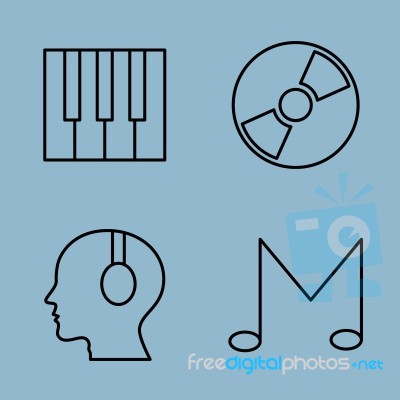 Music Line Icon Set Stock Image