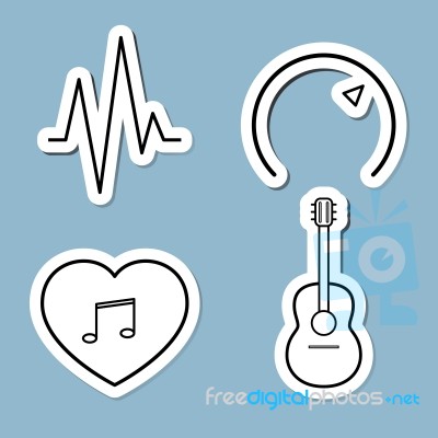 Music Line Icon Set Stock Image