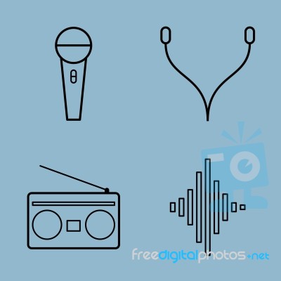 Music Line Icon Set Stock Image