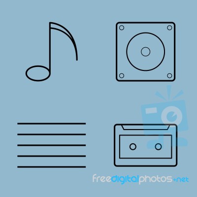 Music Line Icon Set Stock Image