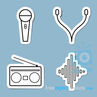 Music Line Icon Set Stock Image