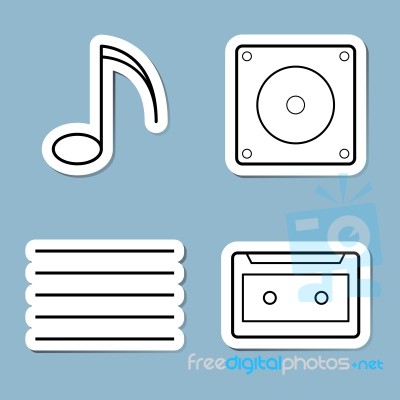 Music Line Icon Set Stock Image