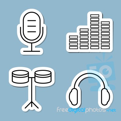 Music Line Icon Set Stock Image