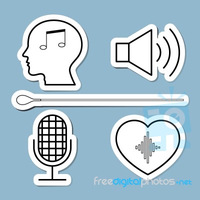 Music Line Icon Set Stock Image