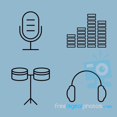 Music Line Icon Set Stock Image