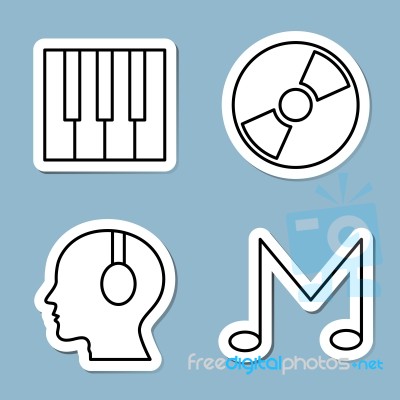 Music Line Icon Set Stock Image