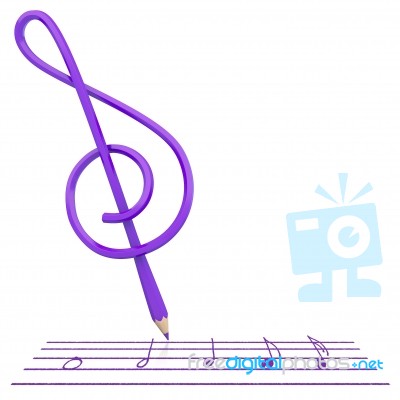 Music Note Shape Of Colour Pencil Illustration Stock Image