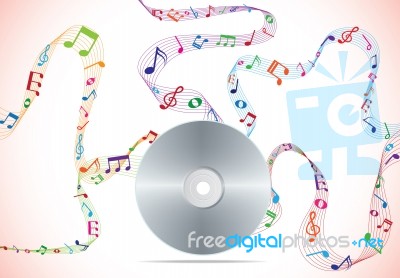 Music Notes Floating From Cd Stock Image