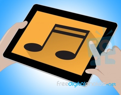 Music On Tablet Indicates Songs 3d Illustration Stock Image