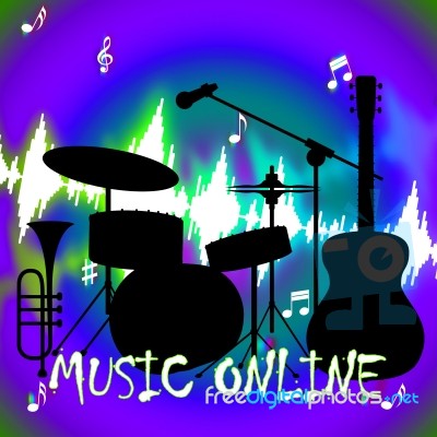 Music Online Indicates Sound Track And Audio Stock Image