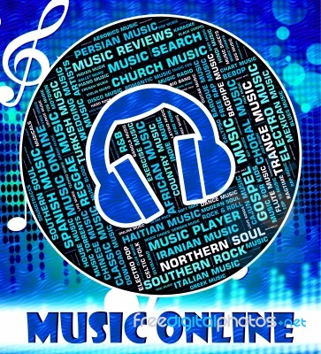 Music Online Indicates World Wide Web And Acoustic Stock Image