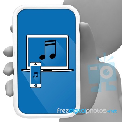 Music Online Means Sound Track 3d Rendering Stock Image