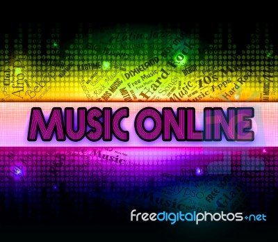 Music Online Means World Wide Web And Acoustic Stock Image