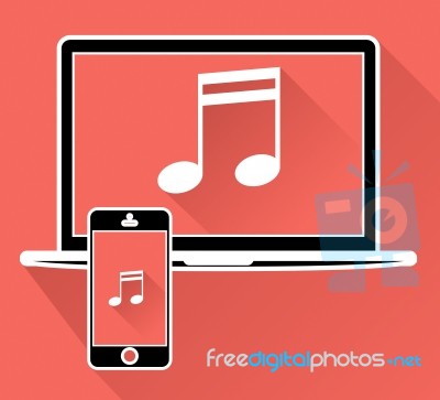 Music Online Shows Internet Soundtracks And Songs Stock Image