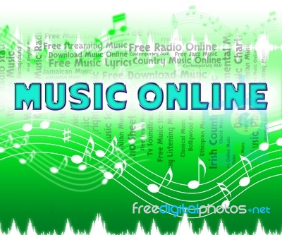 Music Online Shows World Wide Web And Audio Stock Image