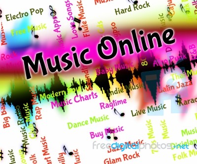 Music Online Shows World Wide Web And Harmonies Stock Image