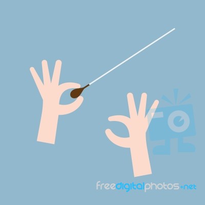 Music Orchestra Conductor Hand With Baton Stock Image