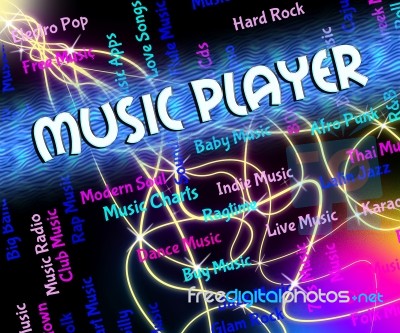 Music Player Represents Sound Tracks And Musical Stock Image