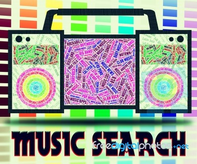 Music Search Indicates Sound Track And Analyse Stock Image