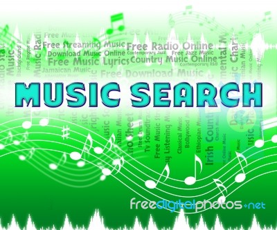 Music Search Indicates Sound Tracks And Audio Stock Image