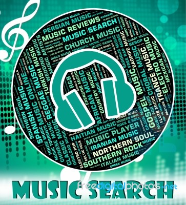 Music Search Represents Sound Track And Audio Stock Image