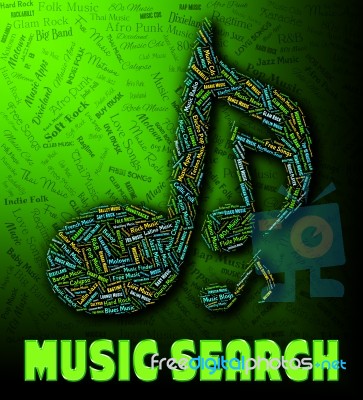 Music Search Shows Gathering Data And Analysis Stock Image