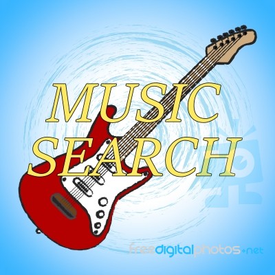 Music Search Shows Researching Inquiry And Exploration Of Songs Stock Image