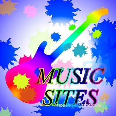 Music Sites Indicates Sound Track And Internet Stock Image