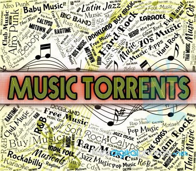 Music Torrents Shows Sound Track And Data Stock Image