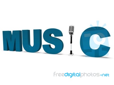 Music Word And Microphone Shows Concert Musical Or Talent Stock Image