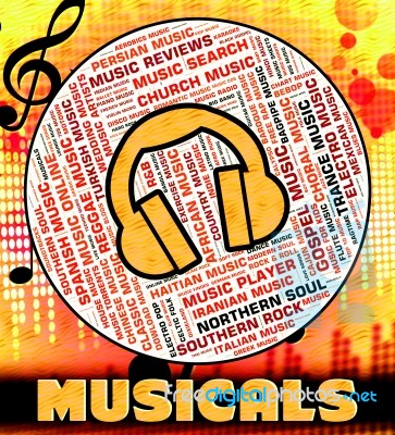 Musicals Word Represents Sound Tracks And Audio Stock Image