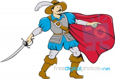 Musketeer Cape With Saber Cartoon Stock Image