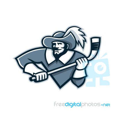 Musketeer Ice Hockey Mascot Stock Image